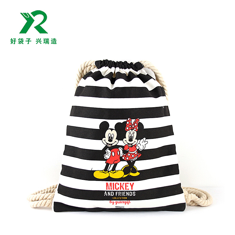 定做时尚帆布束口袋 抽绳全棉背包袋 定制创意学生帆布束口背包袋